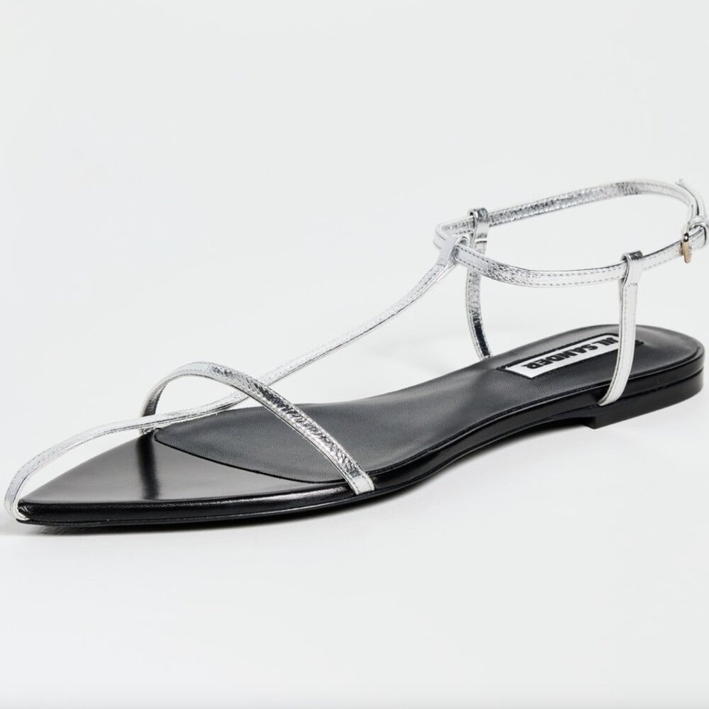 JIL SANDER Silver Leather Sandals, sz 9